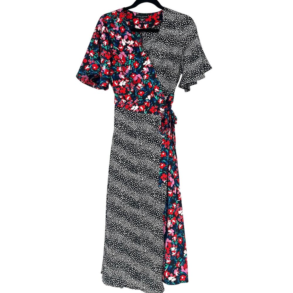 Simply Styled Black White Polka Dot & Floral Midi Dress